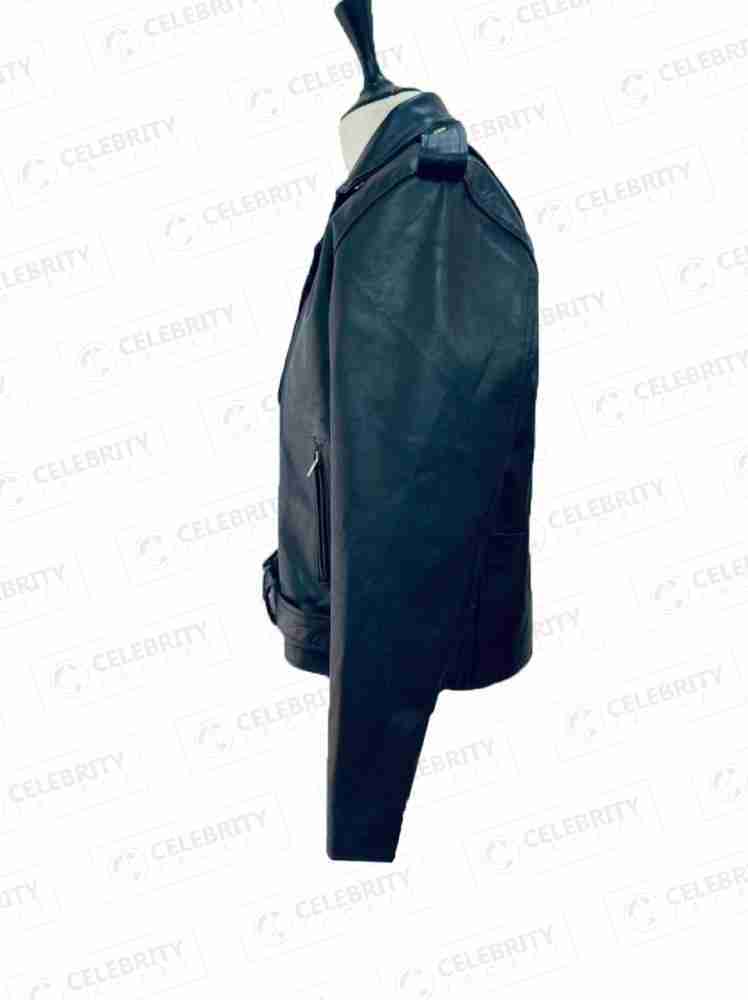 Plus Size Black Moto Rider Jacket with Adjustable Belt For Women