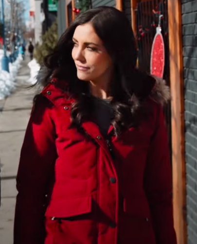 A Great North Christmas Laura Mitchell red fur collar jacket