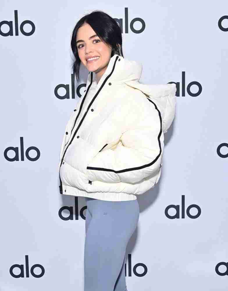 Lucy Hale Alo’s Winter House White Puffer Jacket