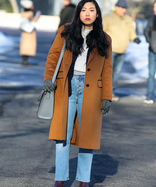 Awkwafina is Nora From Queens Camel Coat