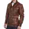 Brad Pitt Benjamin Button Biker Brown Leather Jacket For Men