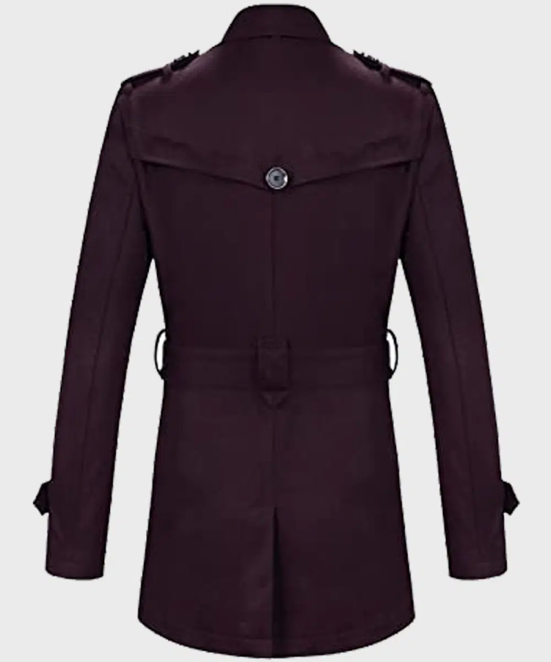 Mens Double-Breasted Maroon Coat