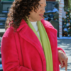 Material: Faux Fur Material Internal: Soft Viscose Fabric Lining Collar: Notched Lapel Collar Sleeves: Long Sleeves Cuffs: Open Hem Cuffs Pockets: Two Waist Pockets Outside, Two Pockets Inside Closure: Front Open with a Buttoned Closure Color: Pink Color Women’s Pink Faux Fur Coat