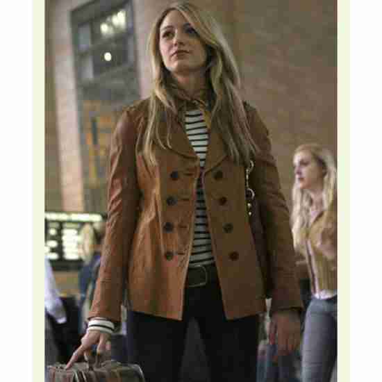 Serena Van Woodsen Blake Lively Brown Leather Jacket