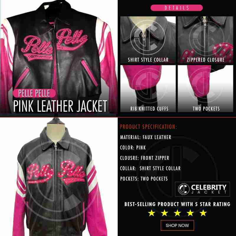 infrographics Premium Quality Pelle Pelle Pink Leather Bomber Jacket