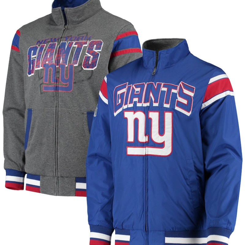 Men's G-III Sports by Carl Banks Royal/Charcoal New York Giants Offside Reversible Full-Zip Jacket