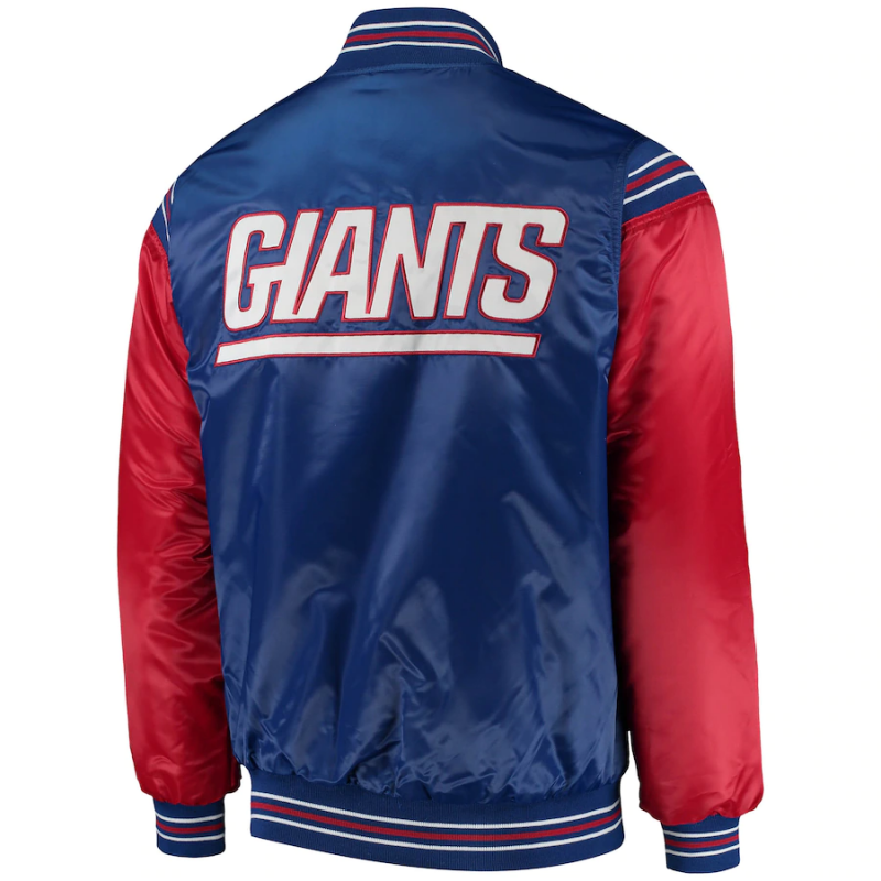 Men's NFL New York Giants Red and Blue Enforcer Satin Jacket - back view