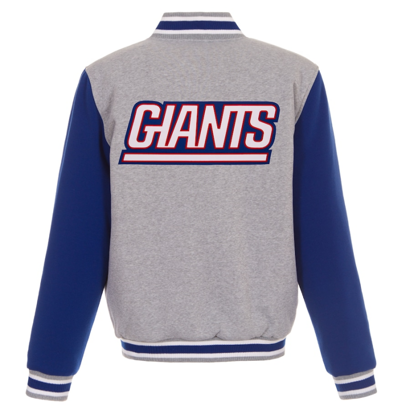 NFL NY Giants Gray Reversible Varsity Jacket - back
