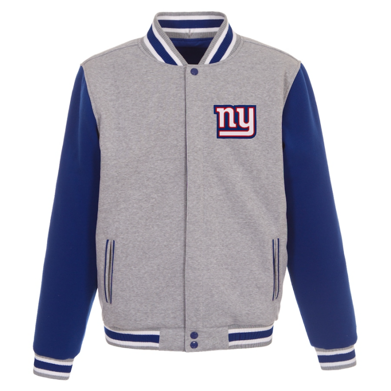 NFL NY Giants Gray Reversible Varsity Jacket - front
