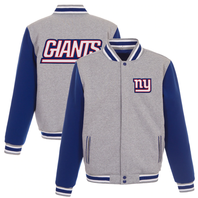 NFL NY Giants Gray Reversible Varsity Jacket for men