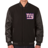 New York Giants JH Design Wool & Leather Reversible Jacket with Embroidered Logos - Black