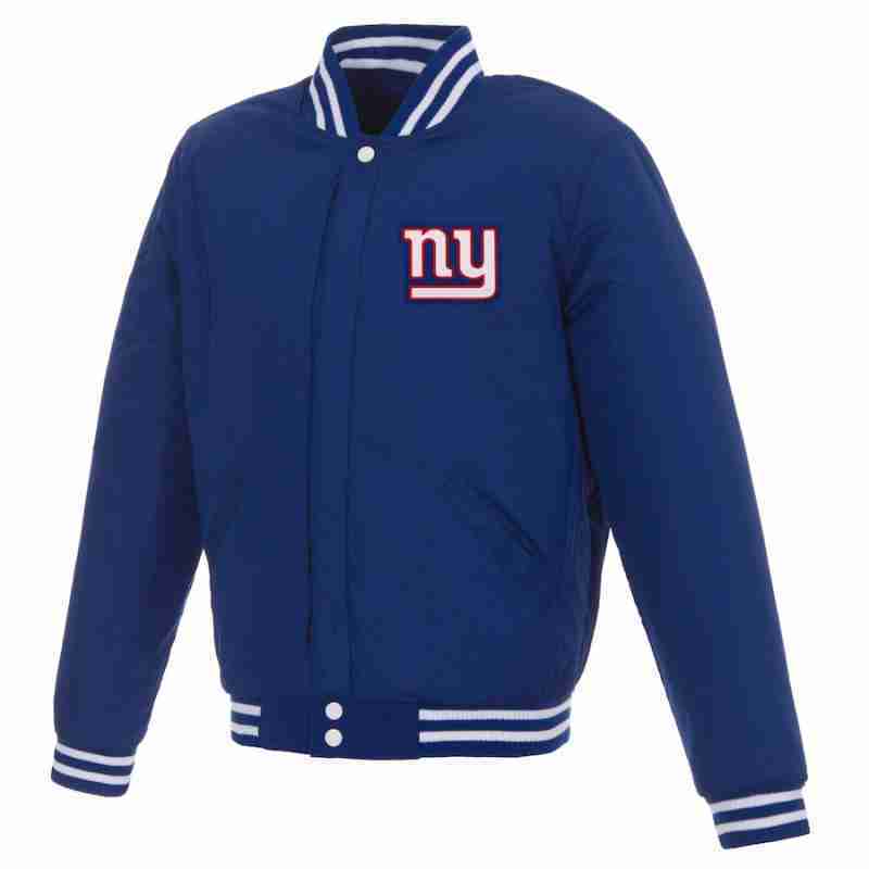 Reversible NFL New York Giants blue varisty jacket for men - front