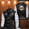 San Francisco Giants' leather bomber baseball jacket in black and white colors