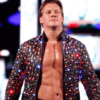 Chris Jericho wearing a sparkling light-up leather jacket in WWE Wrestlemania