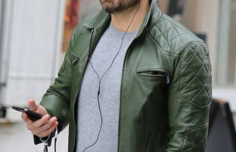 Sebastian Stan Green Leather Jacket