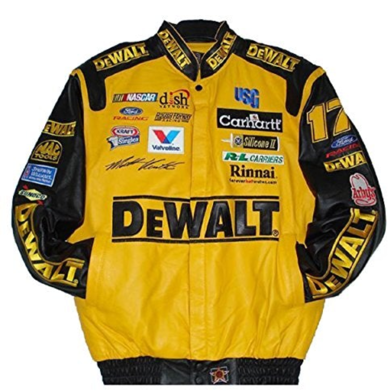 Matt Kenseth Dewalt Leather Jacket - Yellow