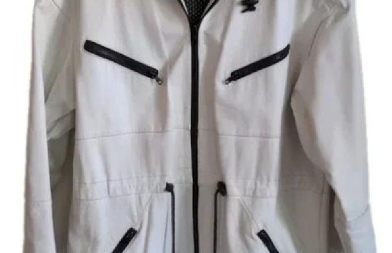 Vintage White Leather Jacket