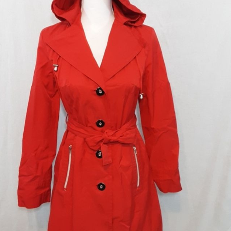 Women Red Long Rain Coat