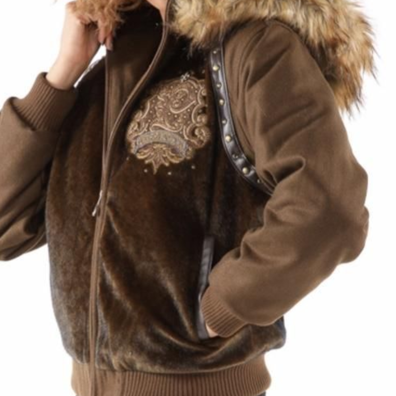 Women’s Pelle Pelle Faux Fur Brown Hoody Jacket