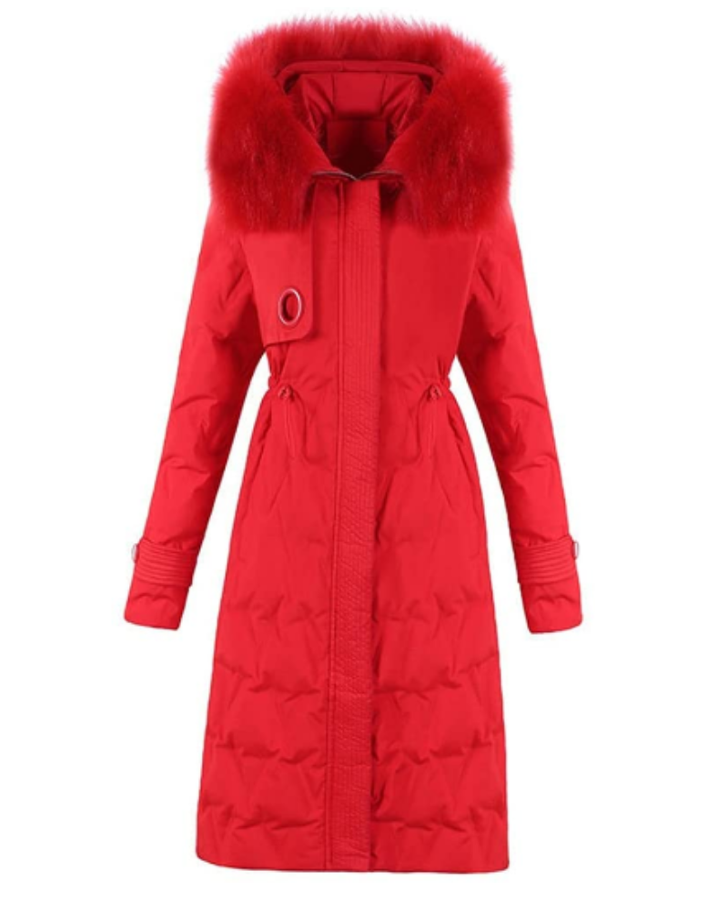 Woman Parka Long Outwear Warm Down Red Trench Coat