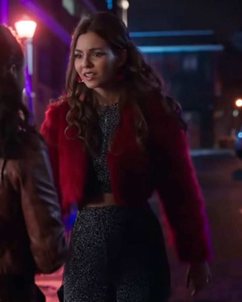 Afterlife of The Party Cassie Red Fur Jacket