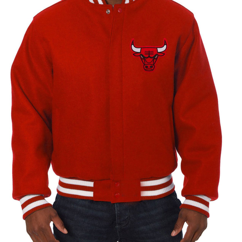 Chicago Bulls Varsity Embroidered Red Wool Jacket
