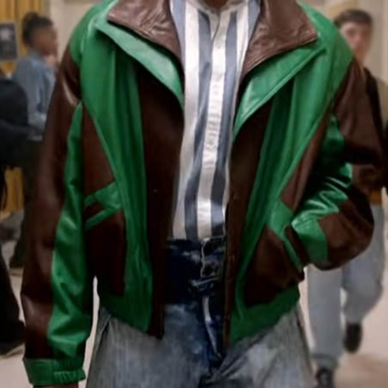 Dwayne Johnson Young Rock Brown & Green Leather Jacket