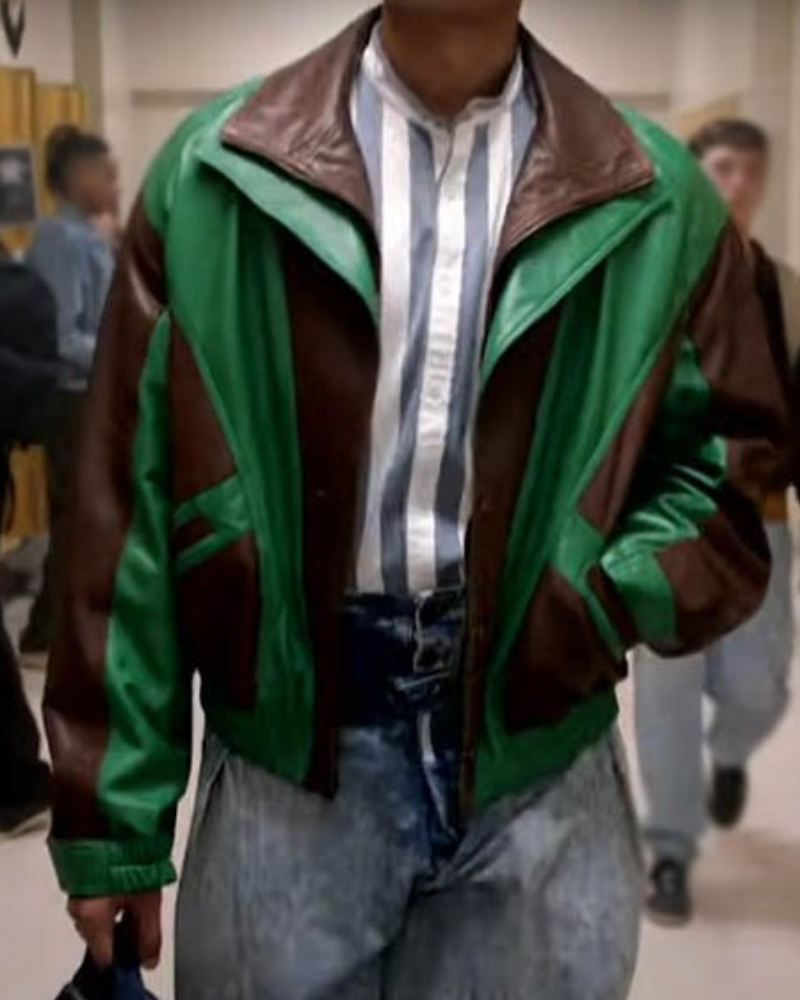 Dwayne Johnson Young Rock Brown & Green Leather Jacket