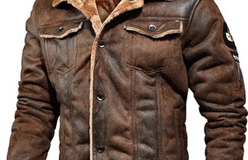 Men Aviator Bomber Leather Jacket