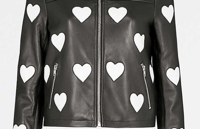 Women’s Maje Heart Biker Leather Jacket