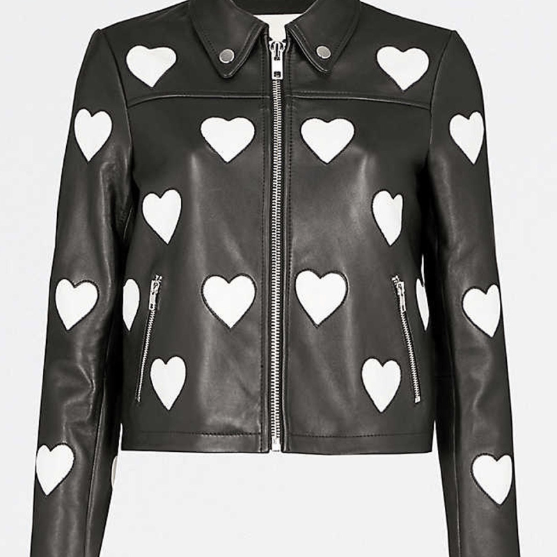 Women’s Maje Heart Biker Leather Jacket
