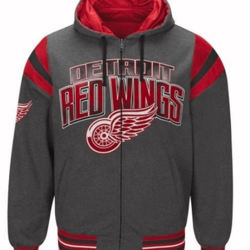 Authentic Detroit Red Wings Gray Hooded Jacket