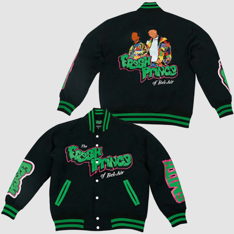 Fresh Prince of Bel Air Academy #14 Black Green Varsity Jacket