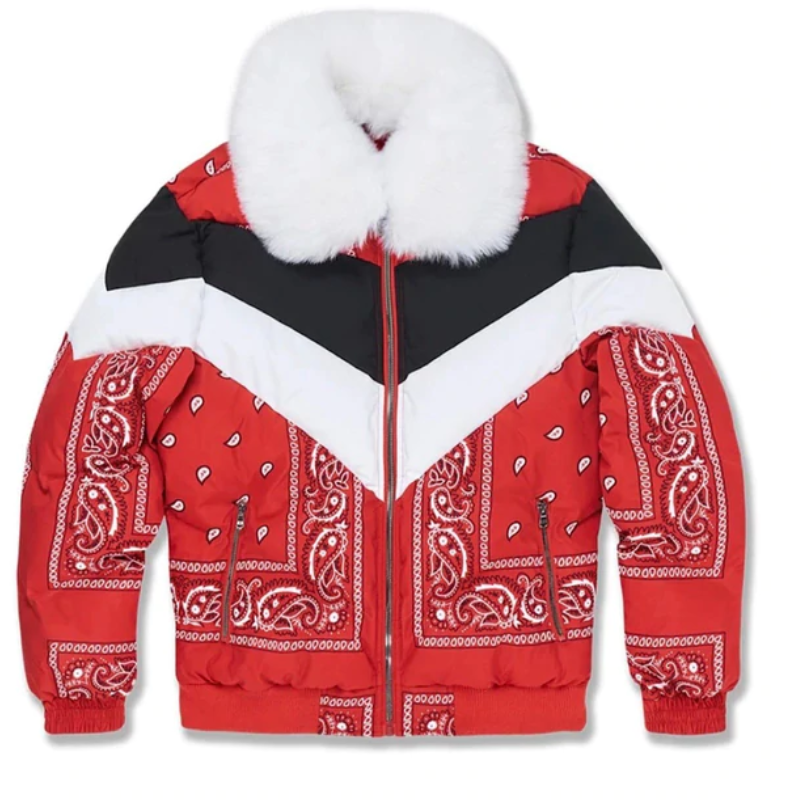 JORDAN CRAIG - PAISLEY BANDANA PRINT PUFFER JACKET(RED)