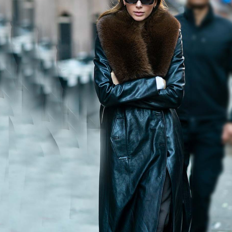 Kendall Jenner Leather Shearling Coat
