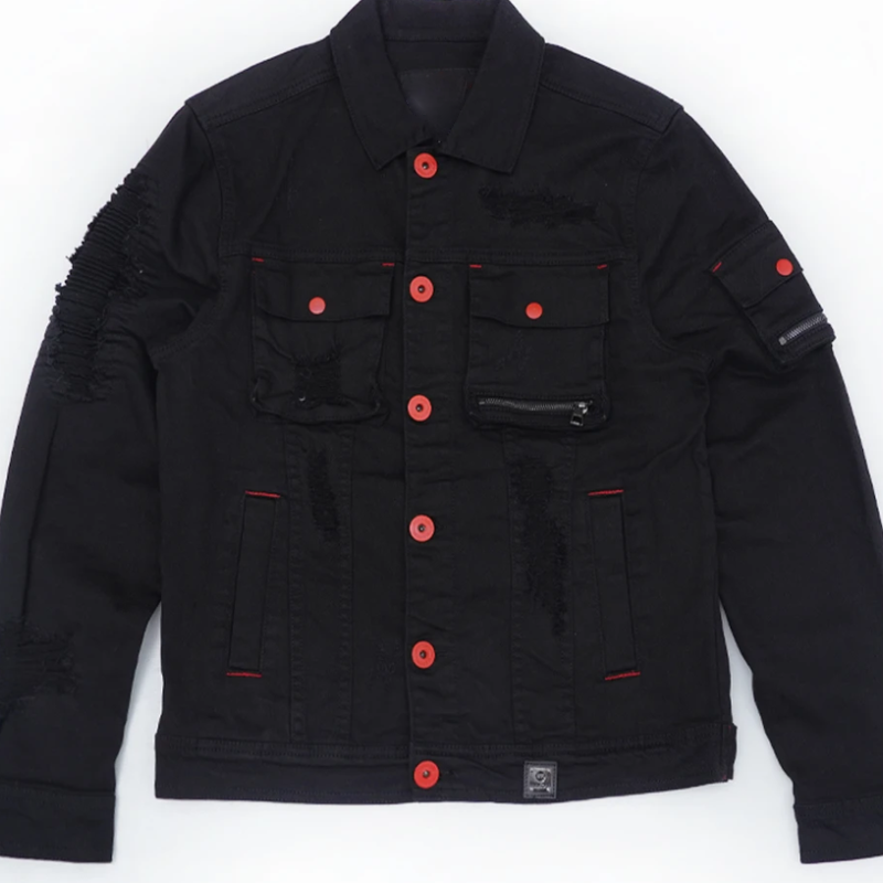 MAKOBI BLACK/BLACK "FALL BACK" DENIM JACKET