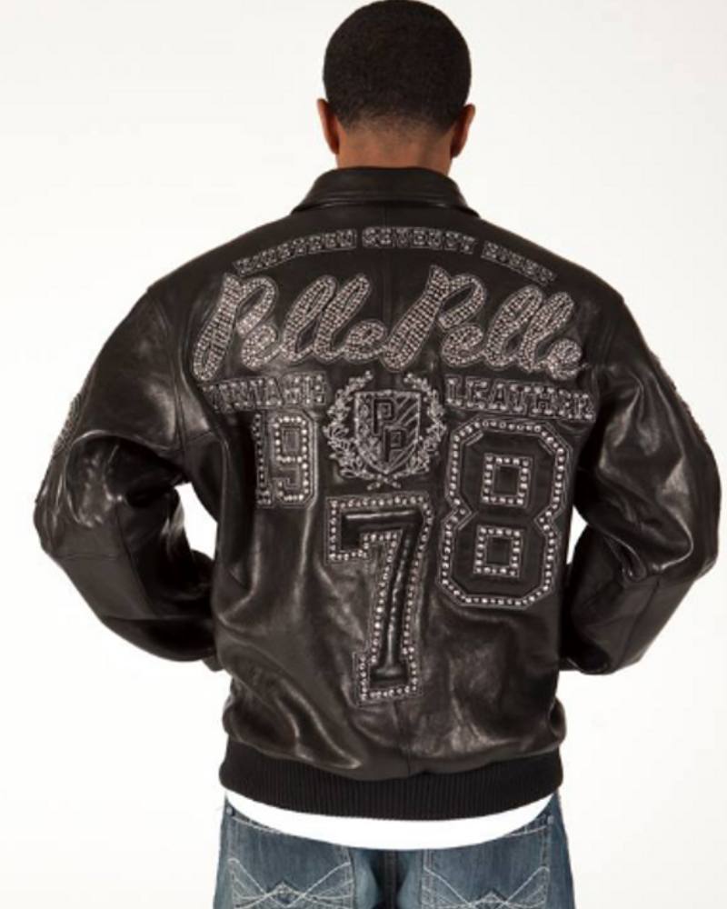 Pelle Pelle Encrusted Varsity Black Luster Jacket