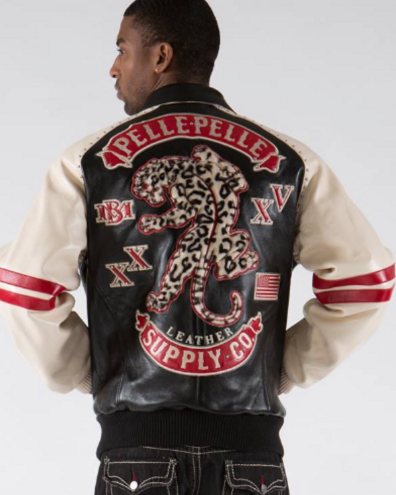 Pelle Pelle Varsity Biker Blackivory Plush Leather Jacket