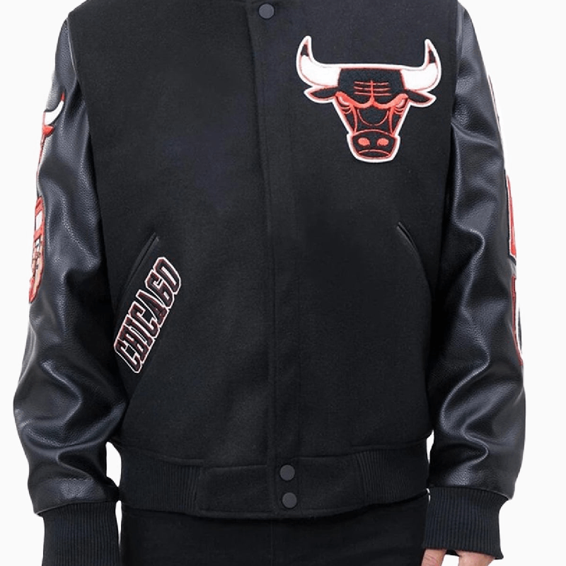 Chicago Bulls Logo Varsity Black Jacket