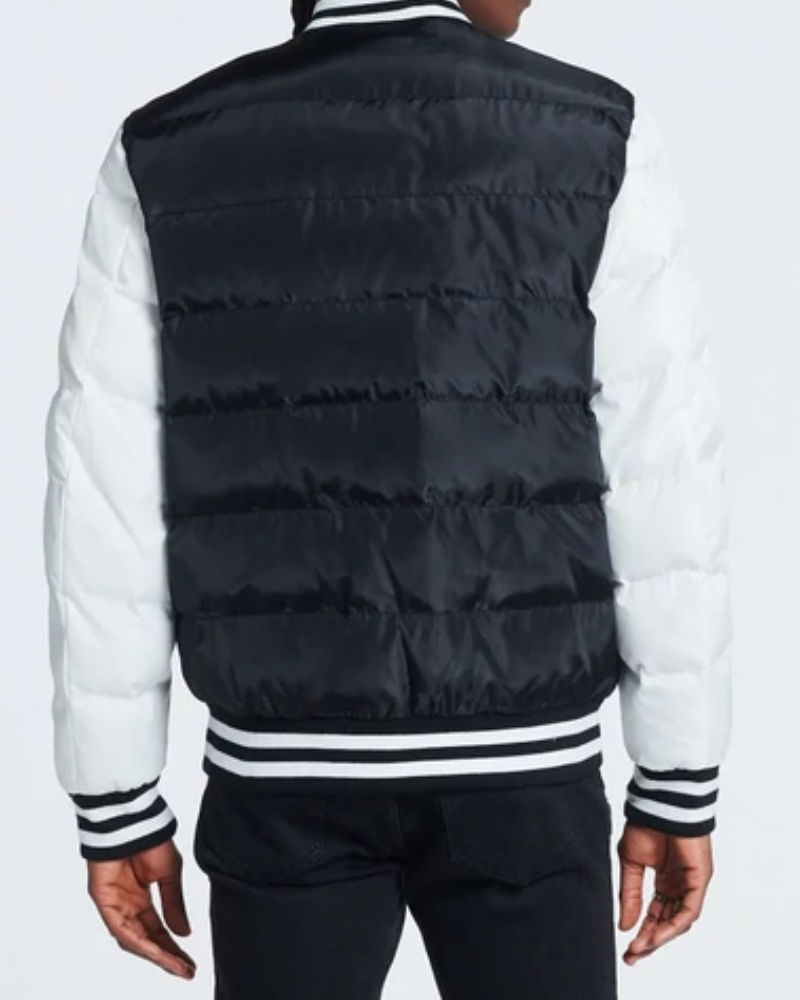 Puffer Quilted Varsity Black Jacket