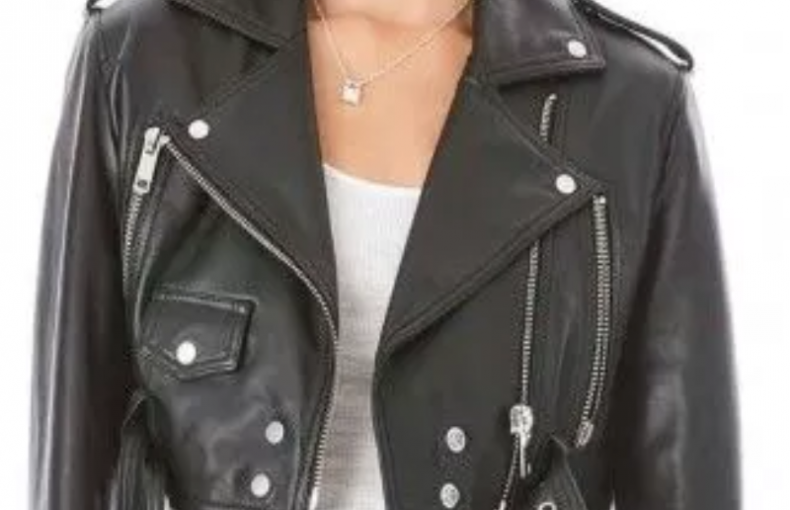 218W PERFECTO CROPPED BLACK LEATHER JACKET