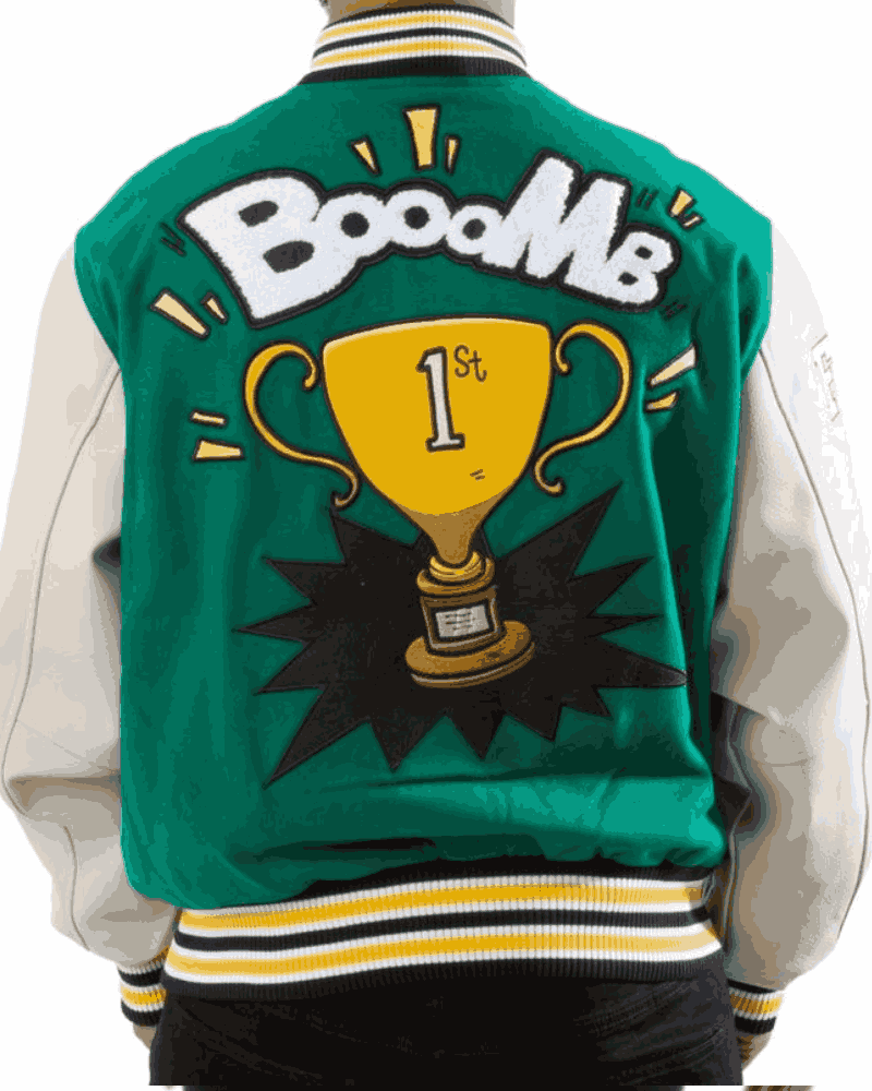 Men’s Booomb Varsity Green / White Wool Jacket