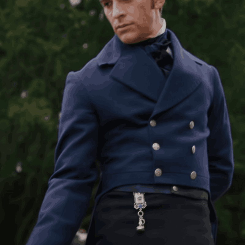 Bridgerton Season 2 Jonathan Bailey Navy Blue Tail Coat