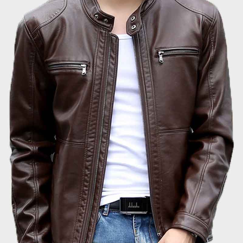 Dark Brown Mens Casual Leather Jacket