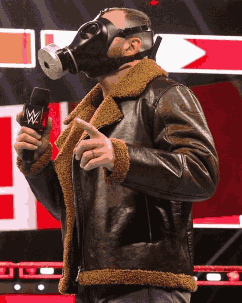Dean Ambrose Brown Leather Shearling Jacket