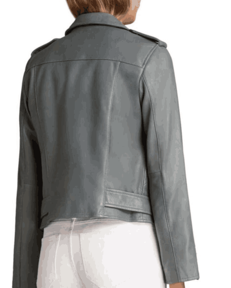 Mekia Cox The Rookie Nyla Harper Season 03 Grey Motorcycle Leather Jacket