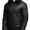Men's Air Force Leather Black Bomber Jacket Fur Collar