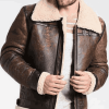 Men’s Aviator Distressed Leather Shearling Jacket