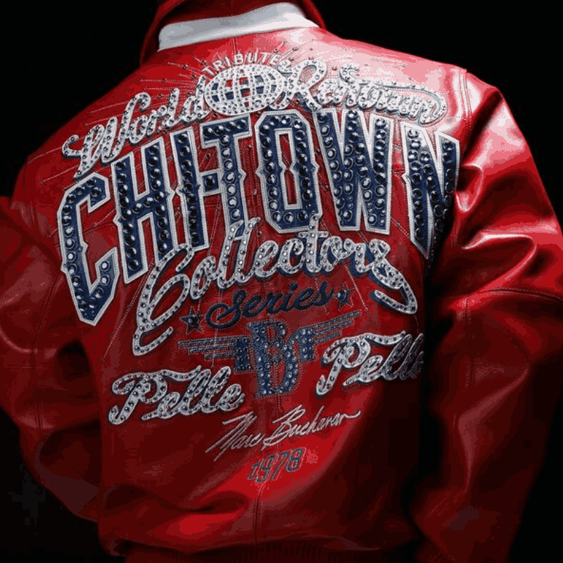 Chi-Town Pelle Pelle Red Genuine Leather Jacket