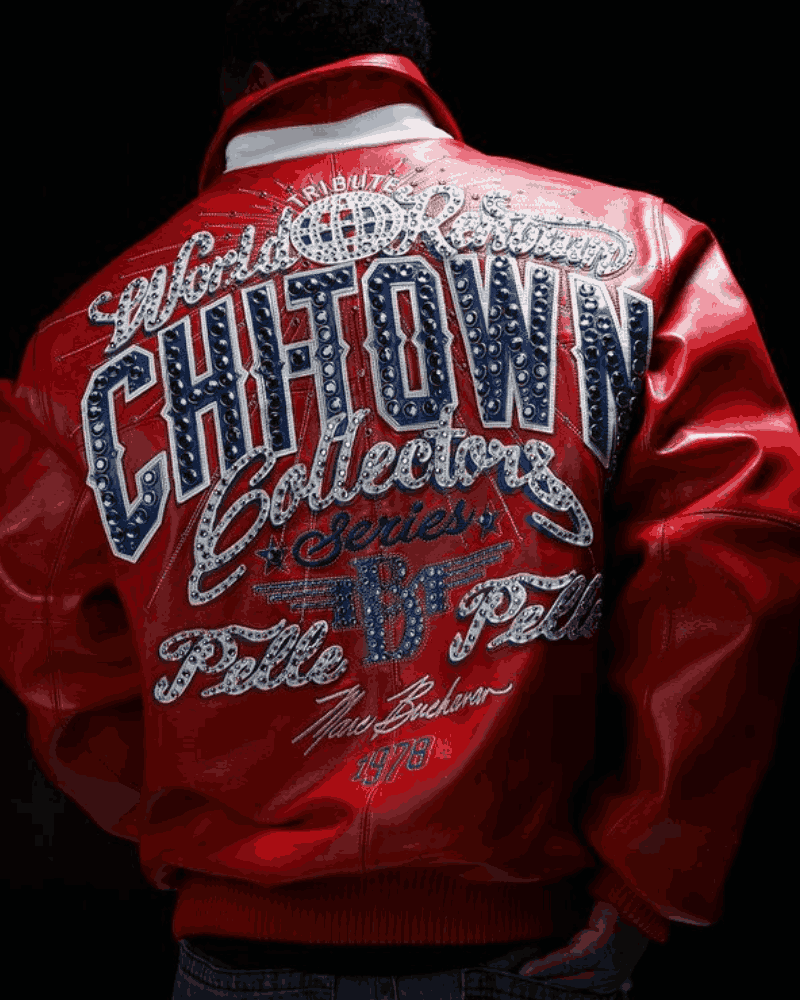 Chi-Town Pelle Pelle Red Genuine Leather Jacket
